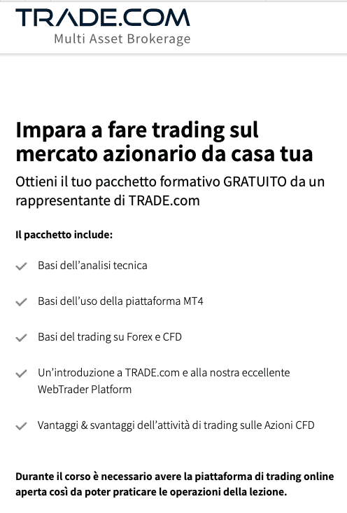 corsi forex:  l'offerta di trade.com 